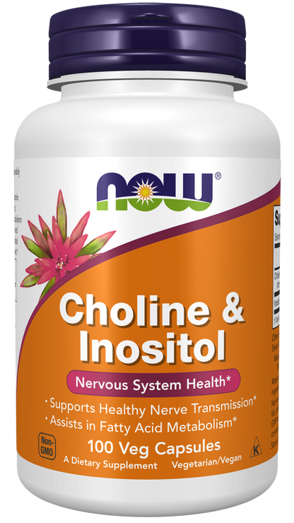 NOW® - Choline & Inositol - 100 Veg Capsules | One Life Health