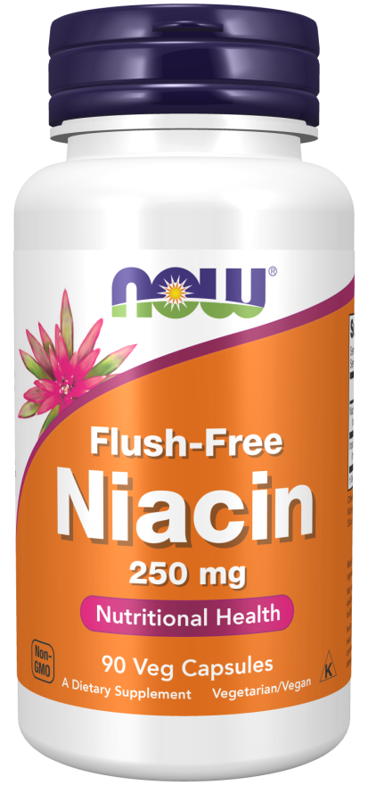 NOW - Flush-Free Niacin 250 mg - 90 Veg Capsules | One Life Health
