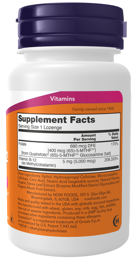 NOW® - Methyl B-12 5000 mcg - 60 Lozenges | One Life Health