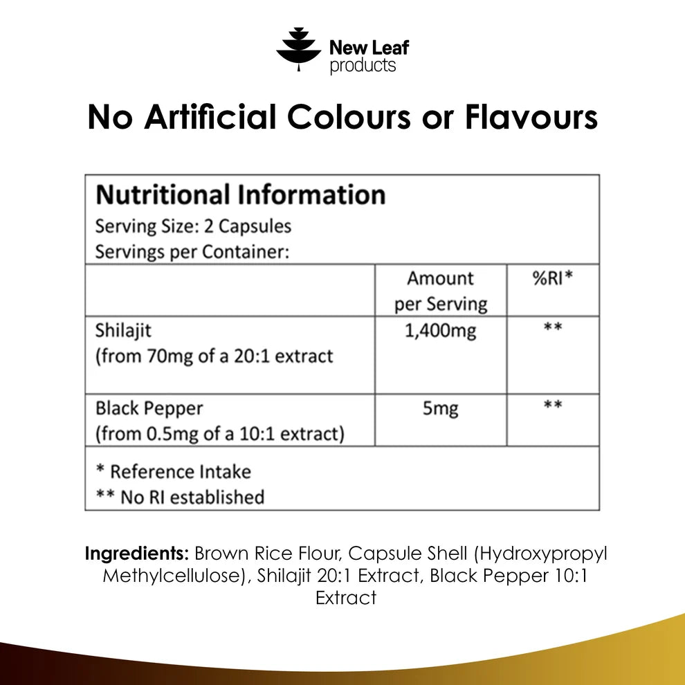 NEW LEAF - Shilajit - 120 Capsules