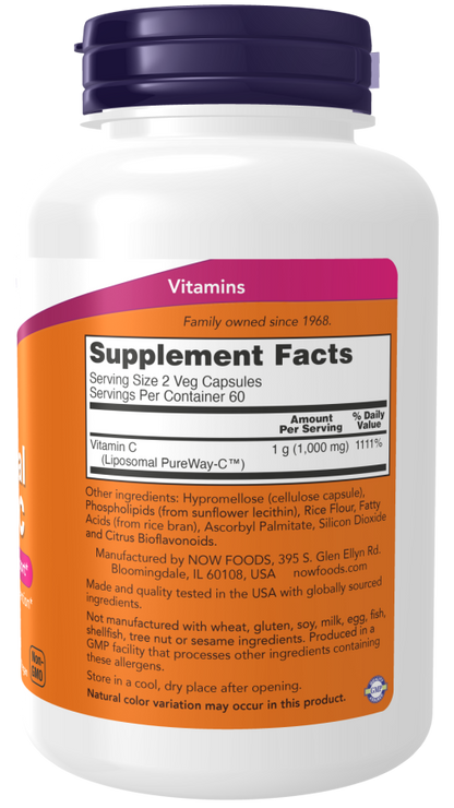 NOW® - Liposomal Vitamin C - 120 Veg Capsules | One Life Health