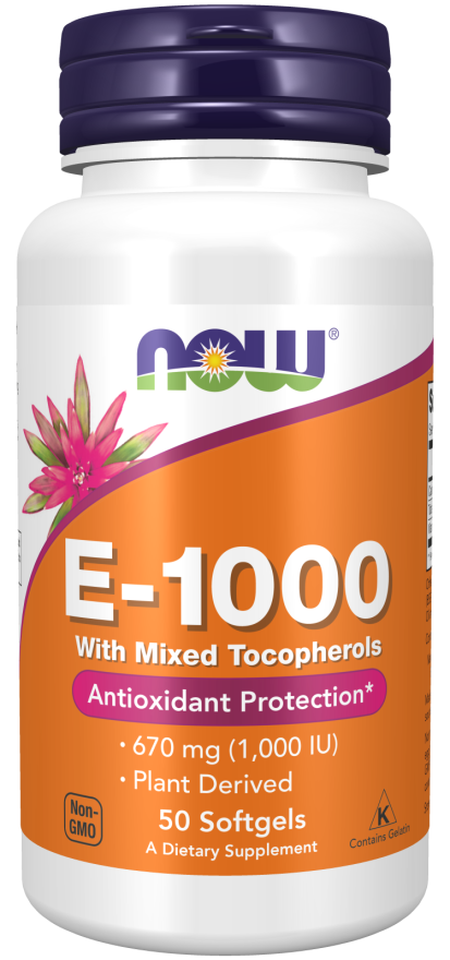 NOW® - Vitamin E-1000 Mixed Tocopherols - 50 Veg Capsules | One Life Health