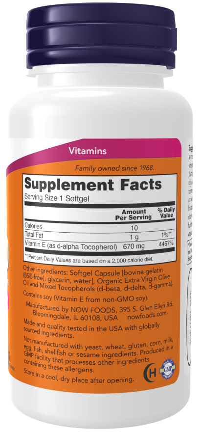 NOW® - Vitamin E-1000 Mixed Tocopherols - 50 Veg Capsules | One Life Health