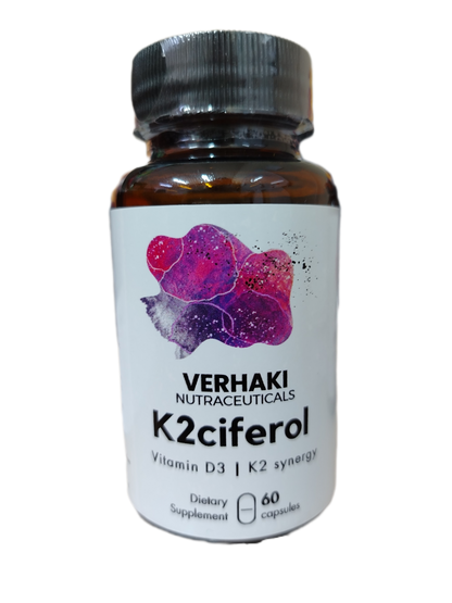 Verhaki K2ciferol Vitamin K2 and D supplement 60 capsules bottle