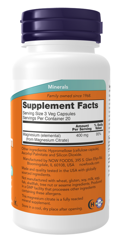 NOW® - Magnesium Citrate - 120 Veg Capsules | One Life Health