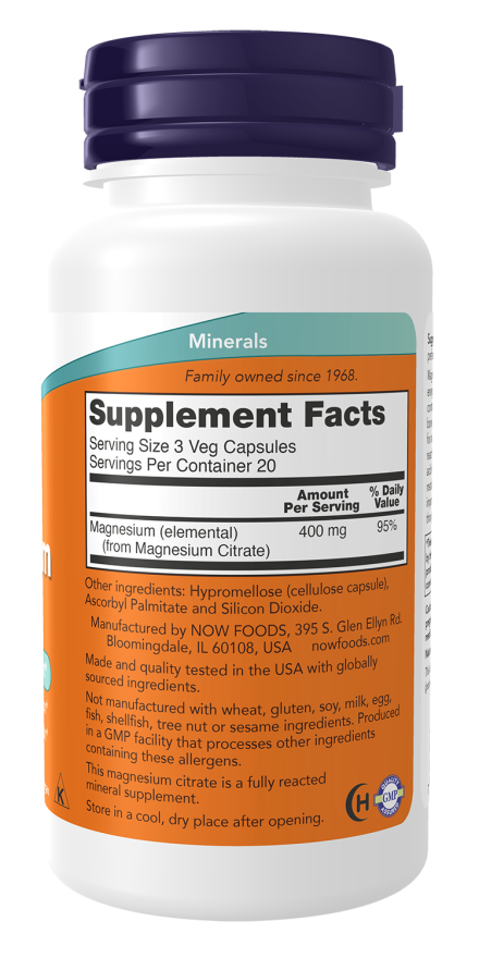 NOW® - Magnesium Citrate - 120 Veg Capsules | One Life Health