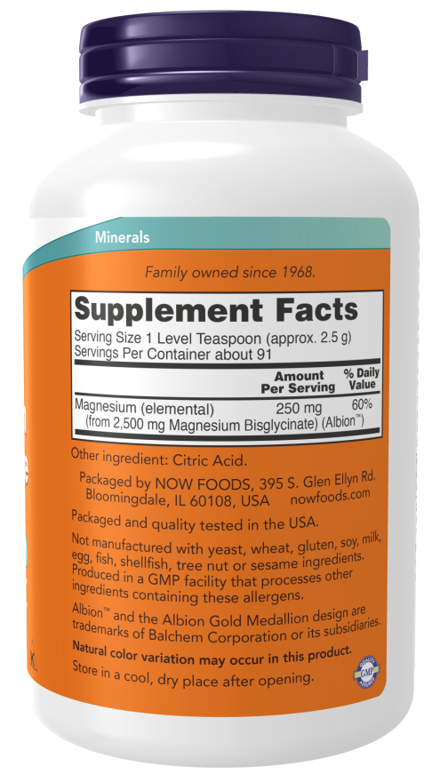 NOW® - Magnesium Bisglycinate - 227g Powder | One Life Health