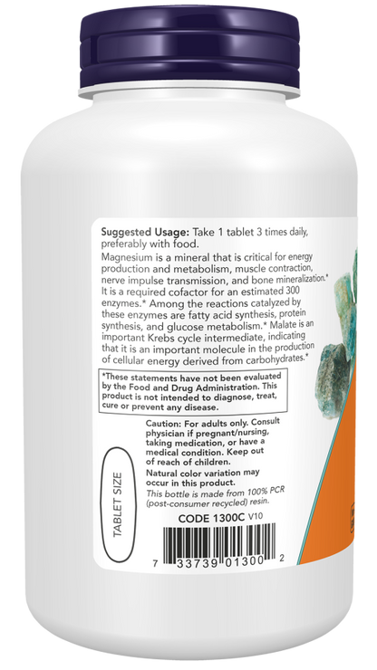 NOW® - Magnesium Malate 1000 mg - 180 Tablets | One Life Health