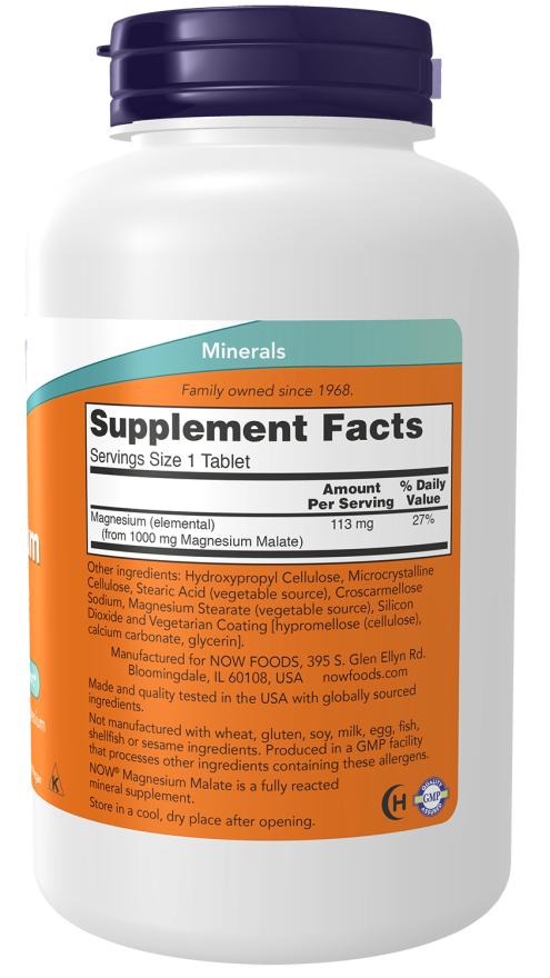 NOW® - Magnesium Malate 1000 mg - 180 Tablets | One Life Health