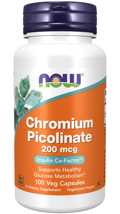 NOW® - Chromium Picolinate 200 mcg - 100 Veg Capsules | One Life Health