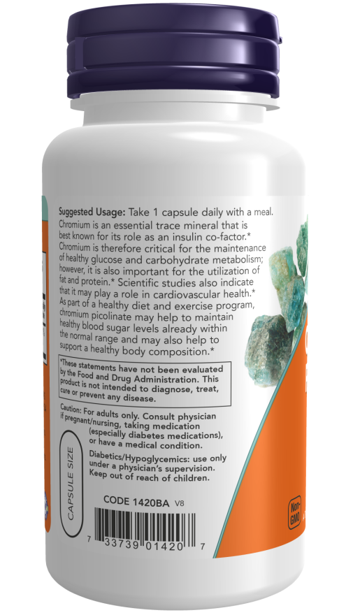 NOW® - Chromium Picolinate 200 mcg - 100 Veg Capsules | One Life Health