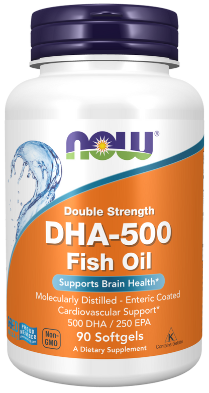 NOW® - DHA-500 Fish Oil Double Strength - 90 Softgels | One Life Health