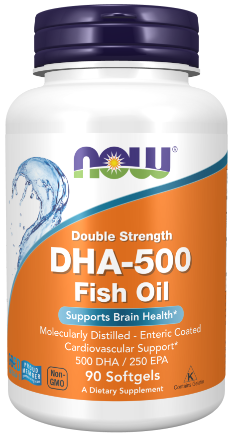 NOW® - DHA-500 Fish Oil Double Strength - 90 Softgels | One Life Health