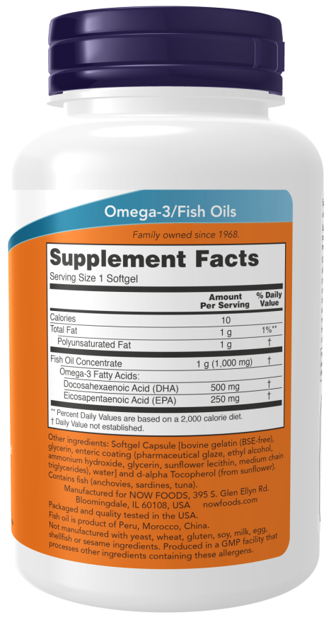 NOW® - DHA-500 Fish Oil Double Strength - 90 Softgels | One Life Health