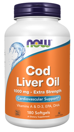 NOW® - Cod Liver Oil Extra Strength 1000 mg - 180 Veg Capsules