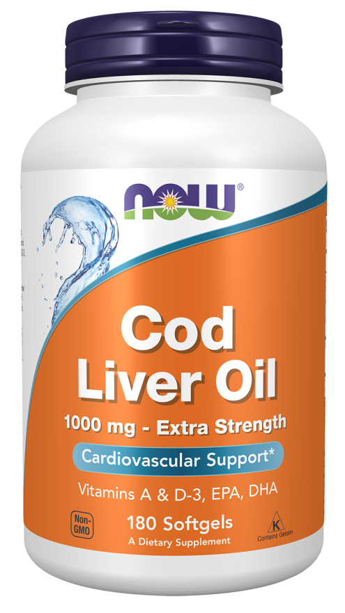NOW® - Cod Liver Oil Extra Strength 1000 mg - 180 Veg Capsules | One Life Health