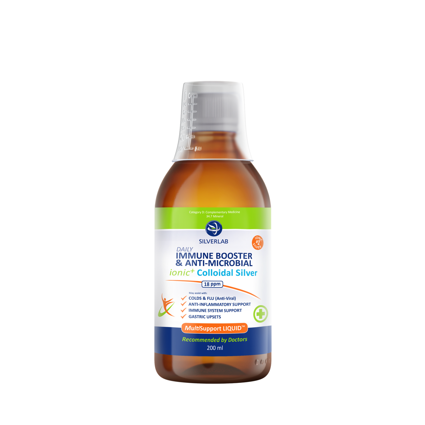 SILVERLAB - IONIC⁺ COLLOIDAL SILVER LIQUID 200 ML | One Life Health