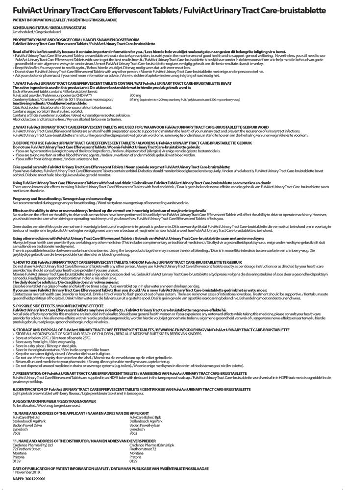 CREDENCE PHARMA - FulviAct UTC Fizzy - 15 Tablets | One Life Health