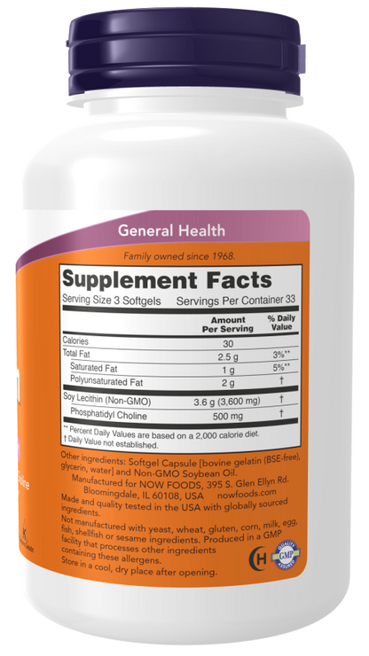 NOW® - Lecithin 1200 mg - 100 Softgels | One Life Health