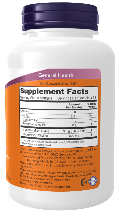 NOW® - Lecithin 1200 mg - 100 Softgels | One Life Health