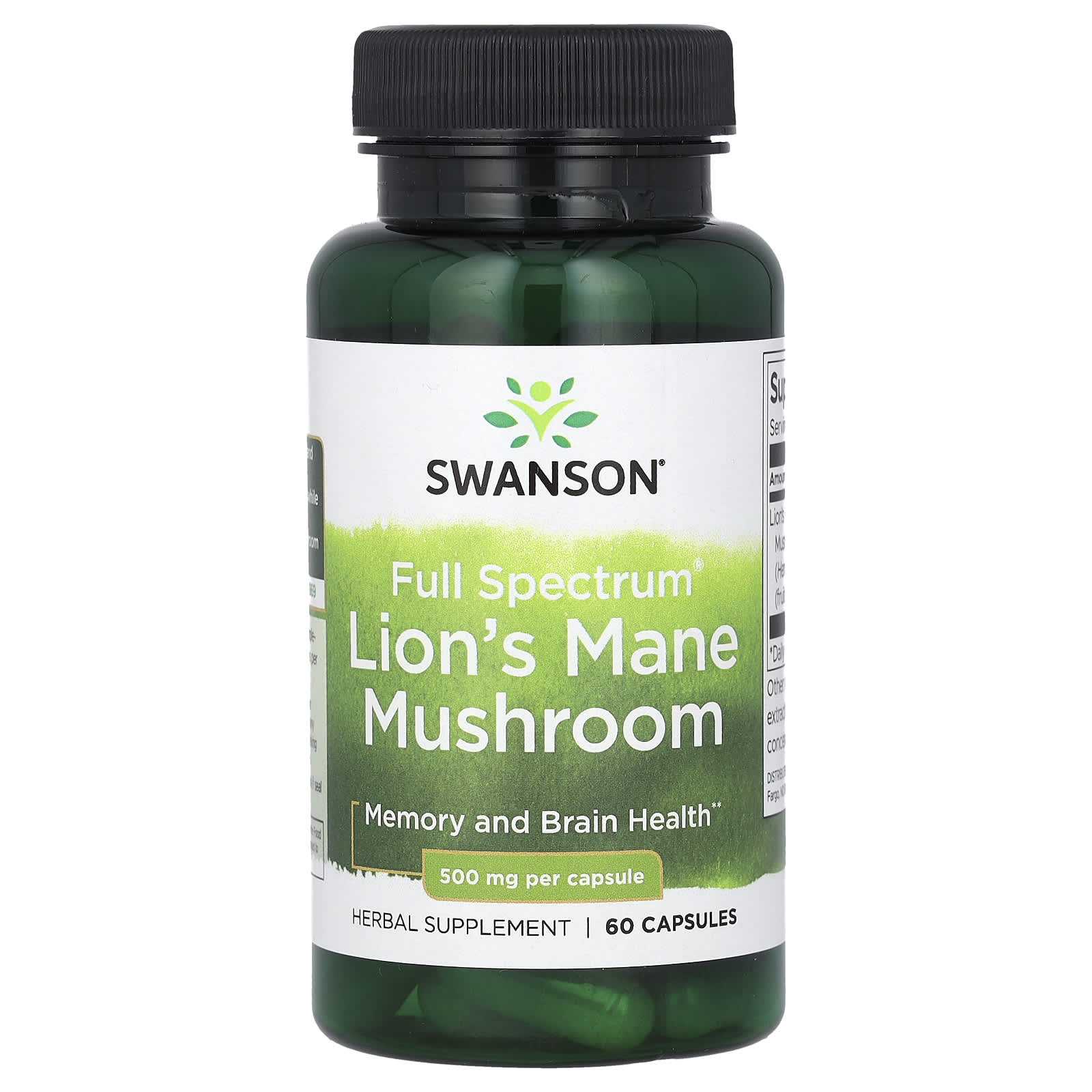 SWANSON - Full Spectrum Lion's Mane Mushroom 500 mg - 60 Capsules | One Life Health