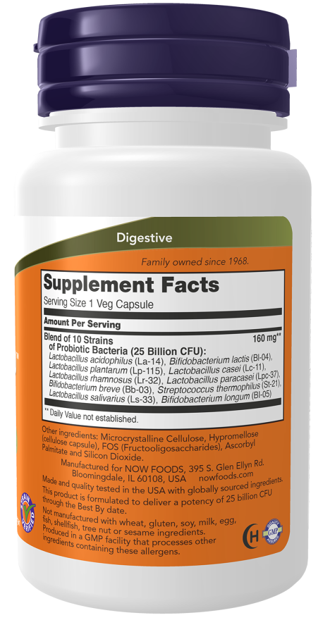 NOW® - Probiotic-10™ 25 Billion - 50 Veg Capsules | One Life Health