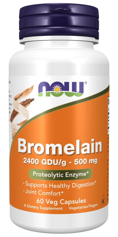 NOW® - Bromelain 500 mg - 60 Veg Capsules | One Life Health