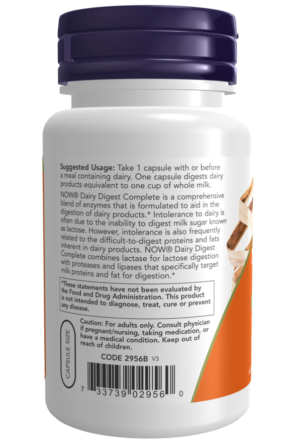 NOW® - Dairy Digest Complete - 90 Veg Capsules | One Life Health