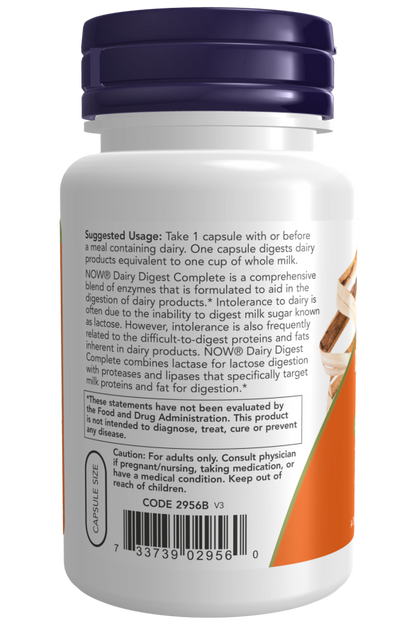 NOW® - Dairy Digest Complete - 90 Veg Capsules | One Life Health