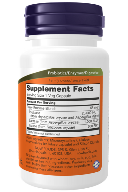 NOW® - Dairy Digest Complete - 90 Veg Capsules | One Life Health