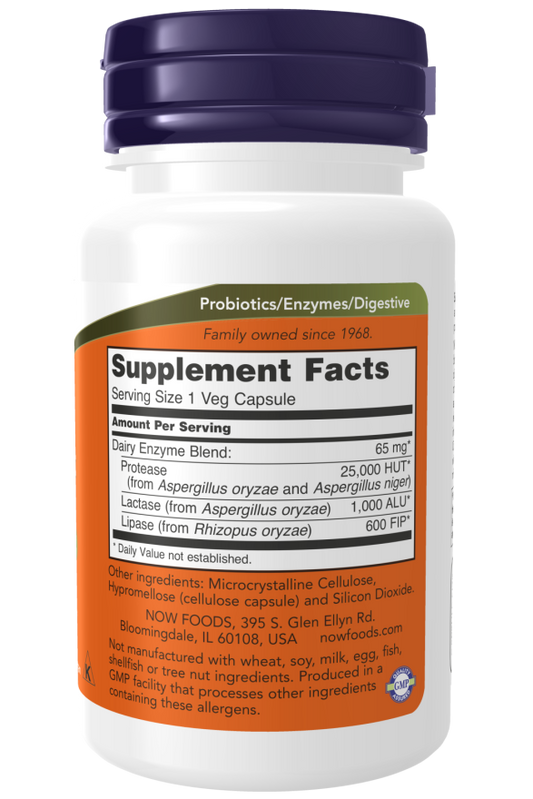 NOW® - Dairy Digest Complete - 90 Veg Capsules | One Life Health