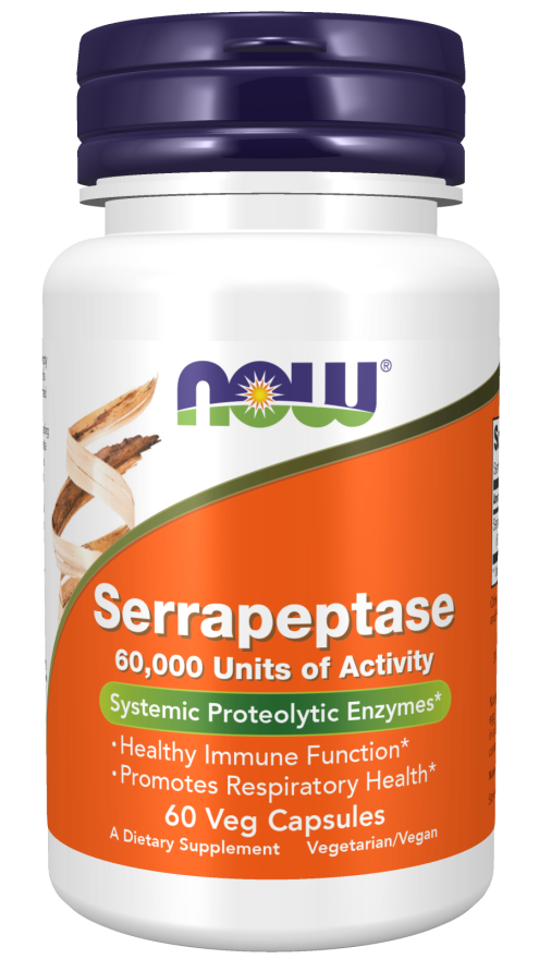 NOW® - Serrapeptase 60,000 Units of Activity - 60 Veg Capsules | One Life Health