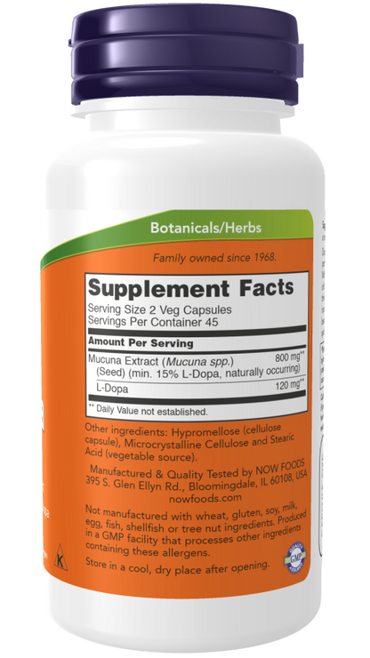 NOW® - Dopa Mucuna - 90 Veg Capsules | One Life Health