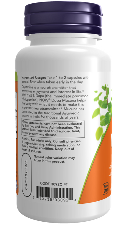 NOW® - Dopa Mucuna - 90 Veg Capsules | One Life Health