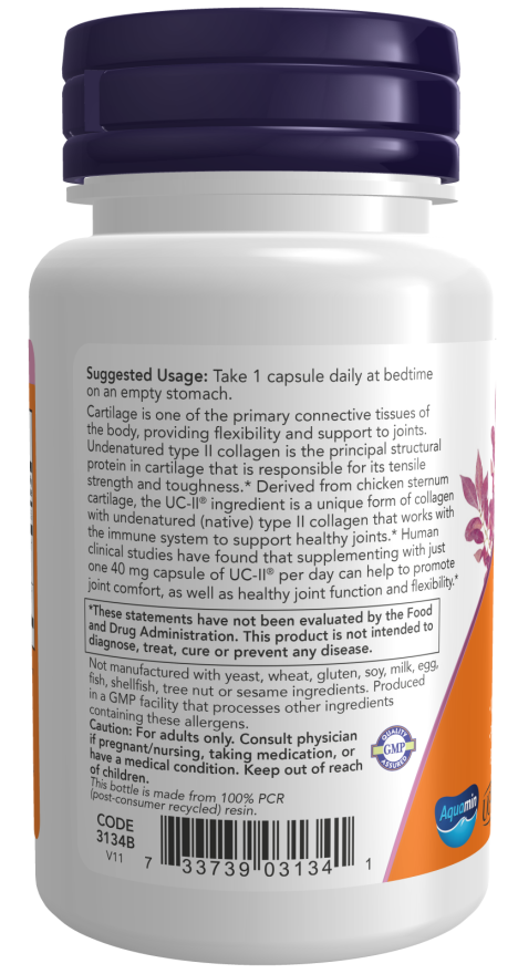 NOW® - UC-II® Type II Collagen - 60 Capsules | One Life Health