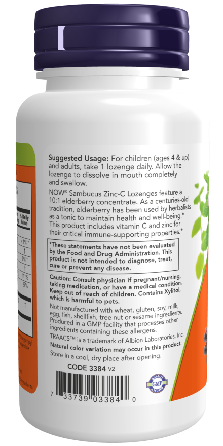 NOW® - Sambucus Zinc-C - 60 Lozenges | One Life Health