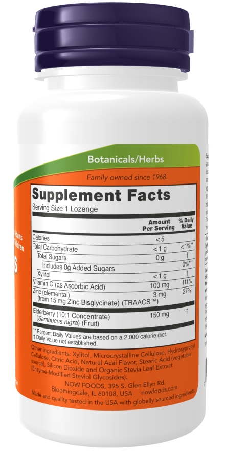 NOW® - Sambucus Zinc-C - 60 Lozenges | One Life Health