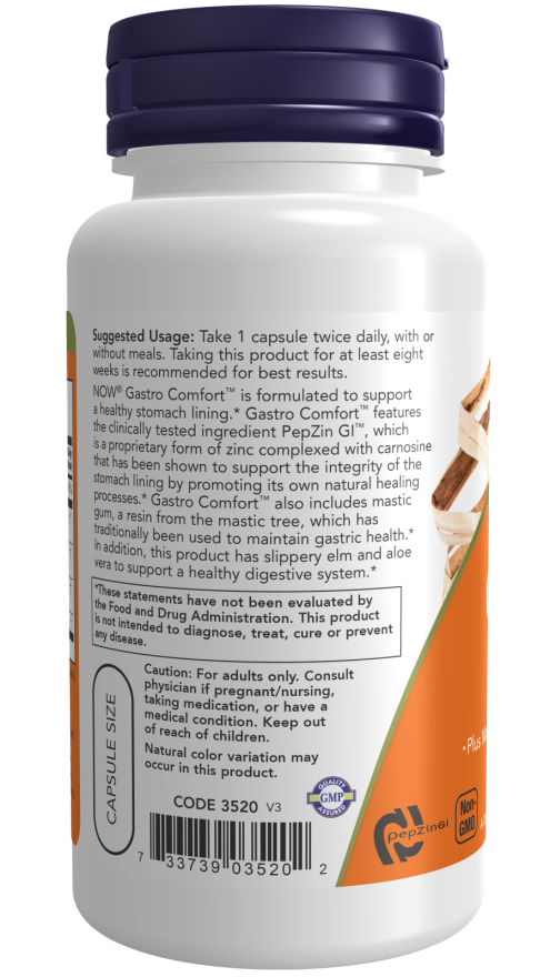NOW® - Gastro Comfort™ with PepZin GI™ - 60 Veg Capsules | One Life Health