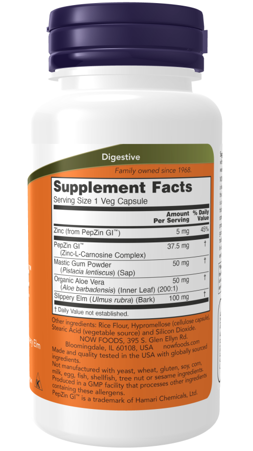 NOW® - Gastro Comfort™ with PepZin GI™ - 60 Veg Capsules | One Life Health