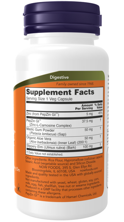 NOW® - Gastro Comfort™ with PepZin GI™ - 60 Veg Capsules | One Life Health