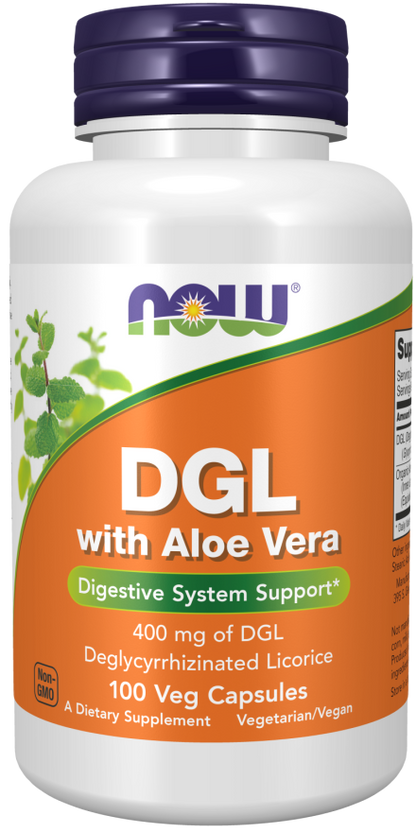 NOW® - DGL with Aloe Vera - 100 Veg Capsules | One Life Health