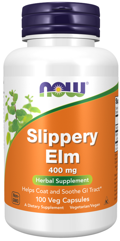 NOW® - Slippery Elm 400 mg - 100 Veg Capsules | One Life Health
