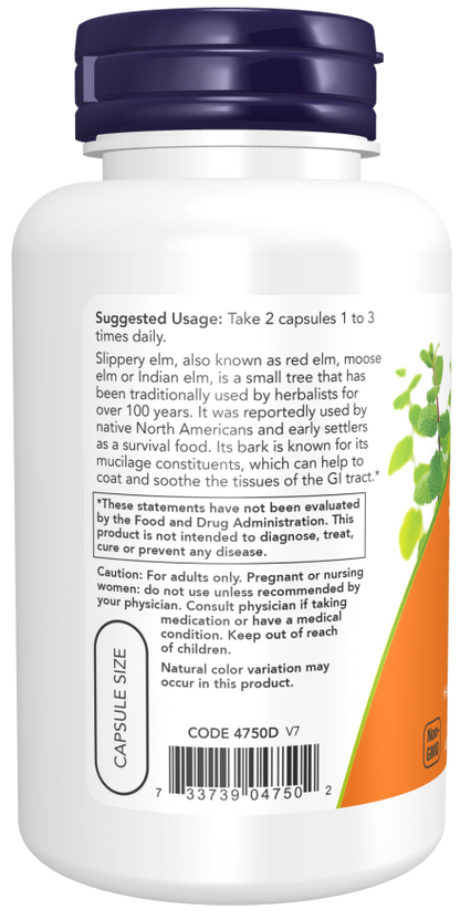 NOW® - Slippery Elm 400 mg - 100 Veg Capsules | One Life Health