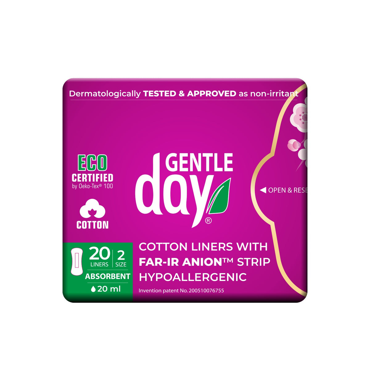 GENTLE DAY - Hypoallergenic Absorbent Pantyliners - 20 Liners | One Life Health