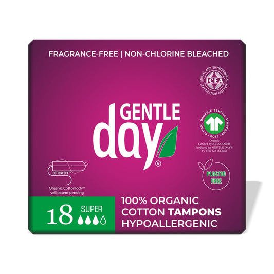 GENTLE DAY - Organic Cotton Super Tampons - 18 Tampons | One Life Health