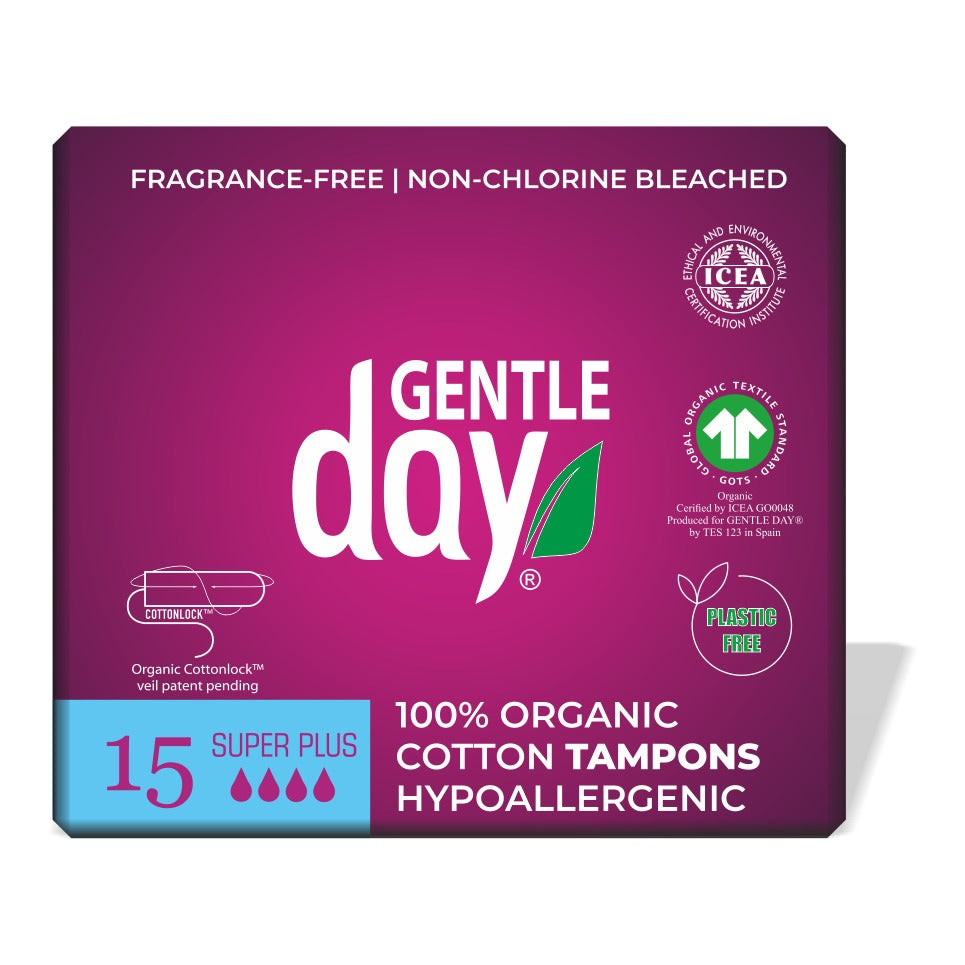 GENTLE DAY - Organic Cotton Super Plus Tampons - 15 Tampons | One Life Health