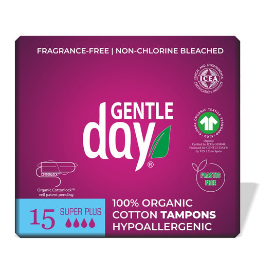 GENTLE DAY - Organic Cotton Super Plus Tampons - 15 Tampons | One Life Health