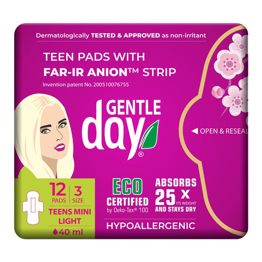 GENTLE DAY - Hypoallergenic Teen Light Flow Pads - 12 Pads | One Life Health