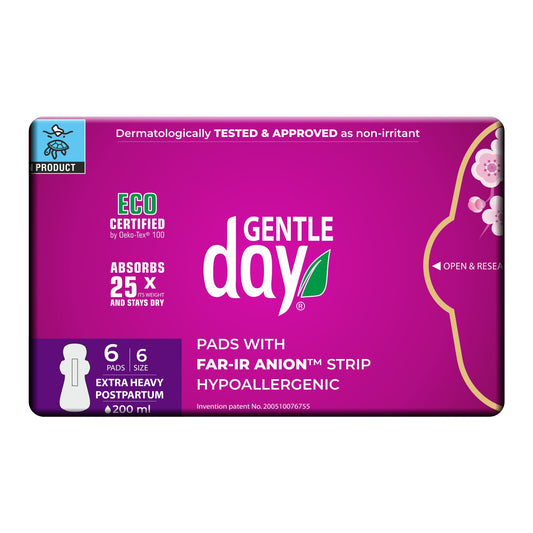GENTLE DAY - Extra Heavy Flow Maternity Pads - 6 Pads | One Life Health