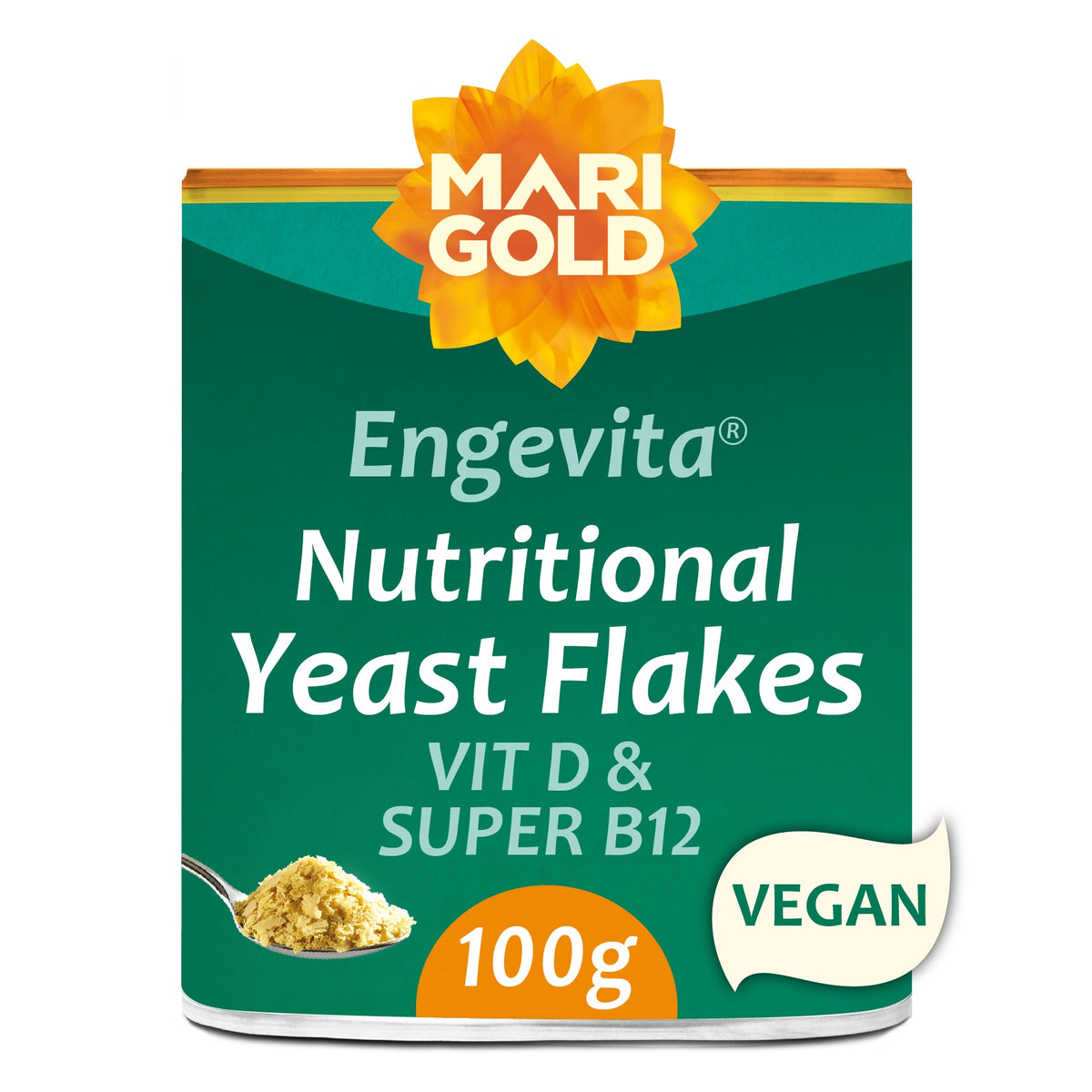 MARIGOLD - Engevita Nutritional Yeast Flakes Vit D & Super B12 - 100g | One Life Health